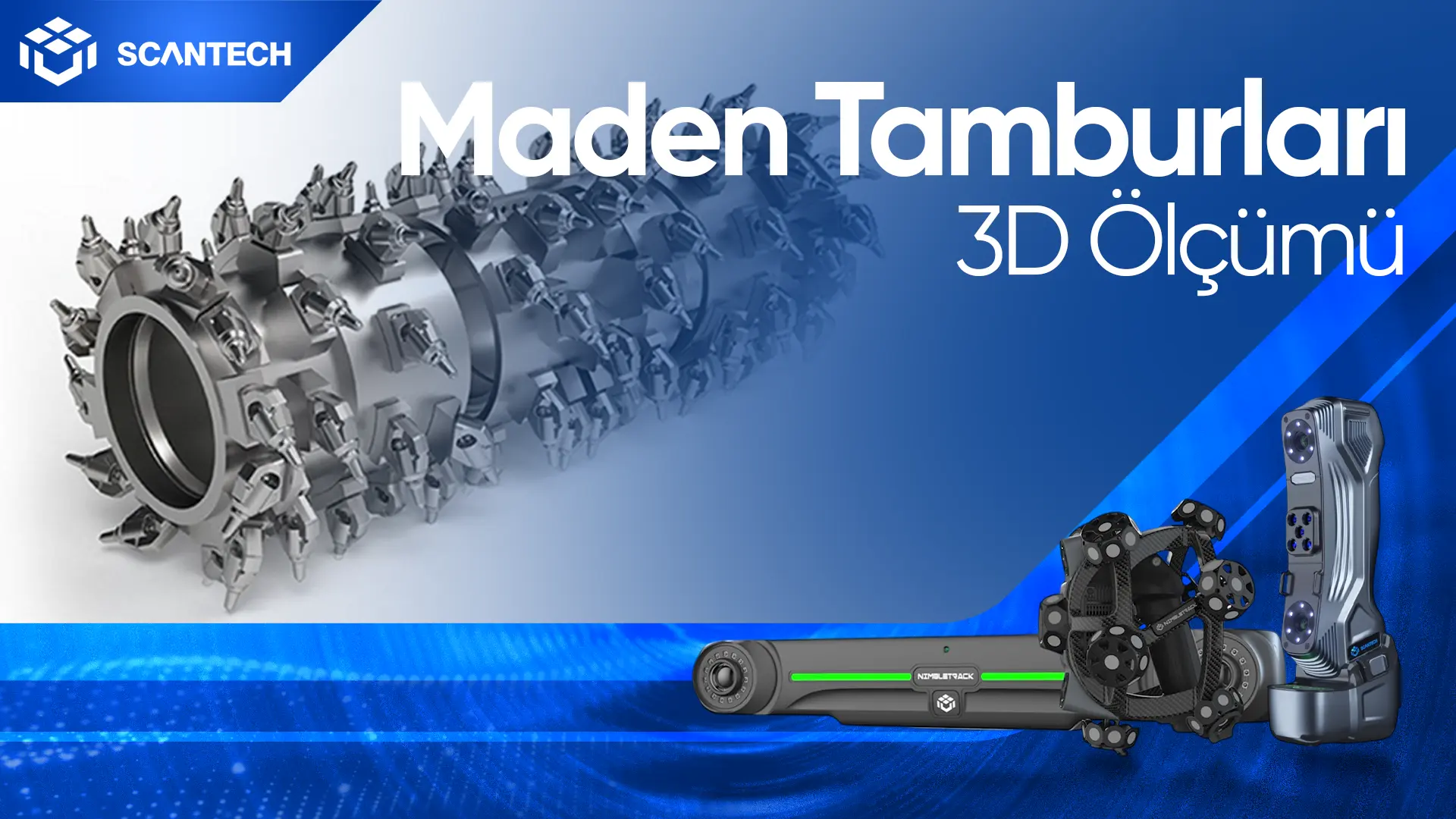 3D Tarayıcı Madencilik Endüstrisinde Kullanılan Galeri Açma Makinasının 10 Dakikadan Kısa Sürede Ölçümü